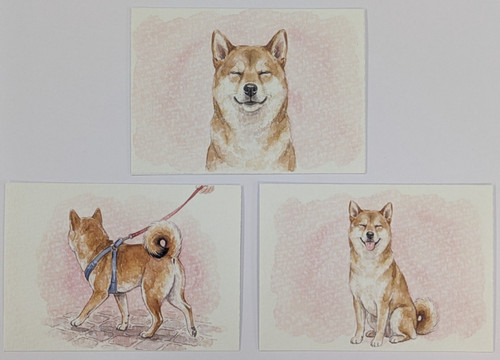 Aceo 3pc japanese - japanese, shiba